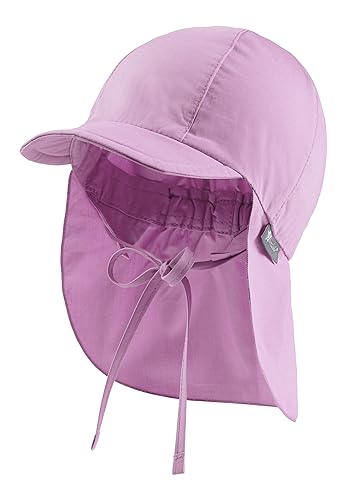 Sterntaler Schirmmütze mit Nackenschutz aus Bio -Popeline - Schirmmütze Mädchen mit Nackenschutz + Ohrenklappen schützt den Kopf vor der Sonne - Sonnenkappe Baby UV 50+ mit Bindeband - blütenrosa, 45 von Sterntaler