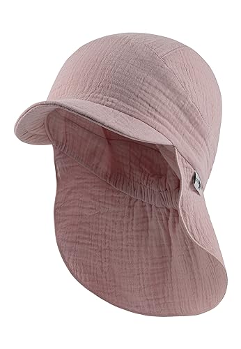 Sterntaler Schirmmütze mit Nackenschutzschutz uni aus Bio -Baumwolle - Schirmmütze Mädchen schützt den Kopf vor der Sonne - Sonnenkappe Baby UV 50+ mit Bindeband - samtrosa, 47 von Sterntaler