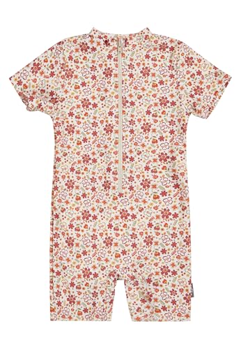 Sterntaler Schwimmanzug Blumen – Badebekleidung für Mädchen – Einteiler Kurzarm – UV-Schutz 50+ Schwimmanzug mit Windeleinsatz bis Größe 86/92 – Baby und Kinder Bademode – Farbe Ecru, Größe 80 von Sterntaler