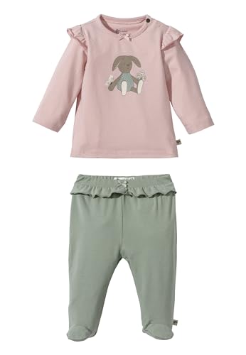 Sterntaler Set Langarm Shirt und Hose Hase Happy - Mädchen Set Strampelhose und Babyshirt aus Baumwolljersey - Bekleidungsset mit Volants an den Schultern - zartrosa, 56 von Sterntaler