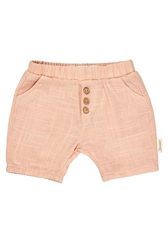 Sterntaler Shorts Leinenoptik - Kurze Babyhose aus Baumwolle in Leinenoptik - Mädchen Sommerhose mit elastischem Bund und Zierknöpfen - Baby und Kinder Bekleidung - Aprikose, Größe 80 von Sterntaler