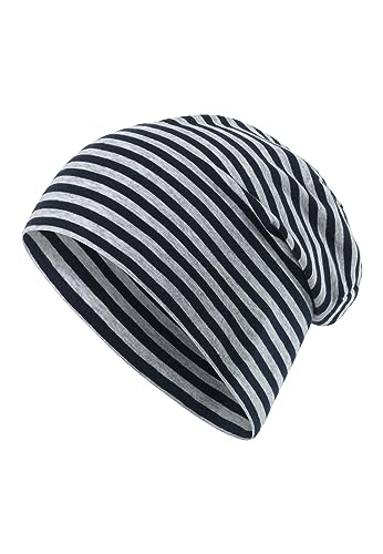 Sterntaler OCS Beanie – Lässige Slouch Beanie Mütze aus Melange Singlejersey Geringelt (Bio) – Unisex Kopfbedeckung – variabel tragbar – Baby und Kinder – marine, Größe 51 von Sterntaler