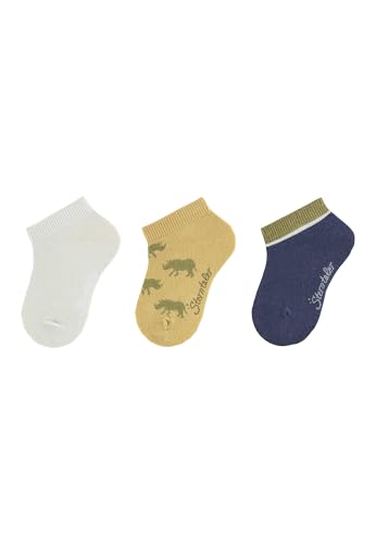 Sterntaler Sneaker Socken 3er Pack Nashorn - Baby und Kindersocken mit hohem Baumwollanteil - Jungen Füsslinge - modische Farben, Muster und Designs - Vorteilspack Strümpfe - helltürkis, Größe 26 von Sterntaler