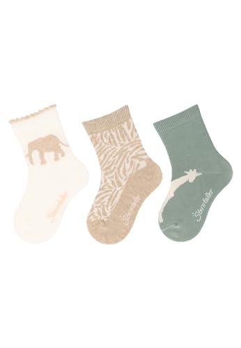 Sterntaler Socken 3er Pack Elefant, Muster und Giraffe - Kindersocken für Mädchen - Kindersocken mit Motiven - Socken für Kinder im Set - ecru, 26 von Sterntaler