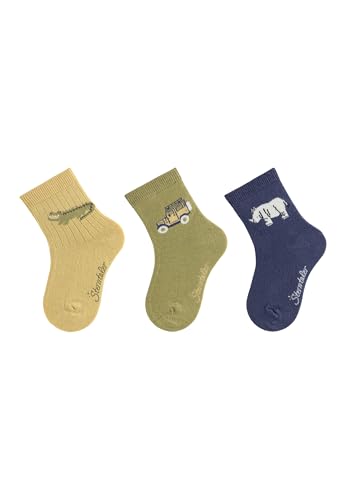 Sterntaler Socken 3er Pack Safari - Baby und Kindersocken - modische Farben, Muster und Designs - hoher Baumwollanteil - optimale Passform - Vorteilspack Jungen Strümpfe - grün, Größe 30 von Sterntaler