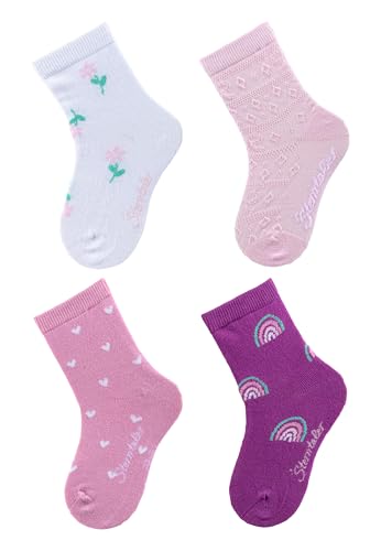 Sterntaler Socken 4er Pack Blumen - Baby und Kindersocken - modische Farben, Muster und Designs - hoher Baumwollanteil - optimale Passform - Vorteilspack Mädchen Strümpfe- weiß, Größe 18 von Sterntaler