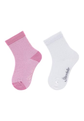 Sterntaler Socken Doppelpack - Mädchen Baby und Kindersocken - hautsympathisches Modal (Viskose aus Buchenholz) - atmungsaktive Sportsocken - uni und geringelt - 2er Pack Strümpfe - perlrosa, Größe 26 von Sterntaler