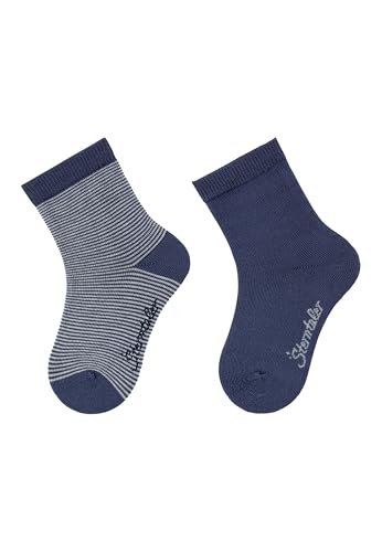 Sterntaler Socken Doppelpack - Unisex Baby und Kindersocken - hautsympathisches Modal (Viskose aus Buchenholz) - atmungsaktive Sportsocken - uni und geringelt - 2er Pack Strümpfe - blau, Größe 26 von Sterntaler