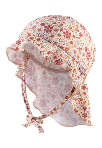 Sterntaler Sonnenhut Blumen - Mädchen Bademütze - UV-Schutz 50+ Sommermütze für Strand und Schwimmbad - mit Nackenschutz und Bindebändern - Baby & Kinder Kopfbedeckung - Ecru, Größe 47 von Sterntaler