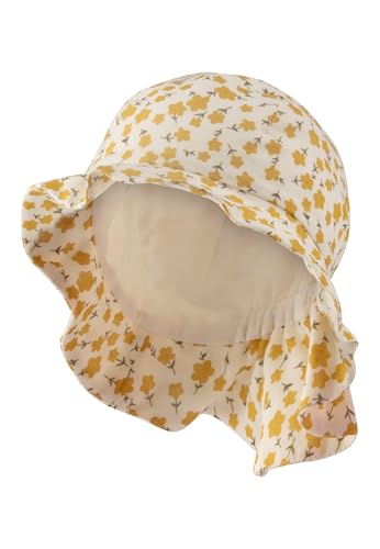 Sterntaler Sonnenhut Blumen - Mädchen Sommerhut mit Futter aus Batist (Bio) - Fischerhut mit Nackenschutz - Baby und Kinder Kopfbedeckung - Ecru, Größe 51 von Sterntaler