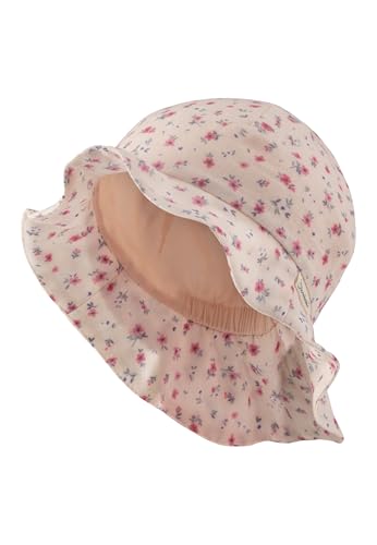 Sterntaler Sonnenhut Blumen - Mädchen Sommerhut mit Futter aus Batist (Bio) - Fischerhut mit Nackenschutz - Baby und Kinder Kopfbedeckung - zartrosa, Größe 49 von Sterntaler
