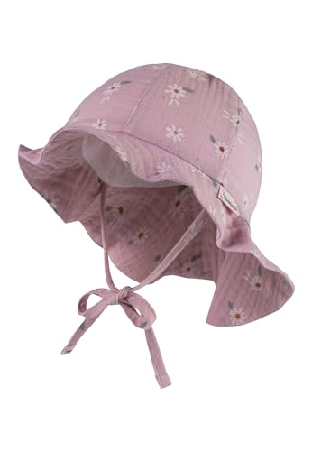 Sterntaler Mädchen Sonnenhut Gänseblümchen Musselin Mit Bindeband Und Nackenschutz, Samtrosa, 45 EU von Sterntaler