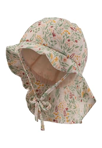 Sterntaler Sonnenhut Gartenblume - Mädchen Sommerhut in Leinenoptik mit Futter aus Batist (Bio) - Größe verstellbar - mit Nackenschutz und Bindebänder - Baby Kinder Kopfbedeckung - zartrosa, Größe 41 von Sterntaler