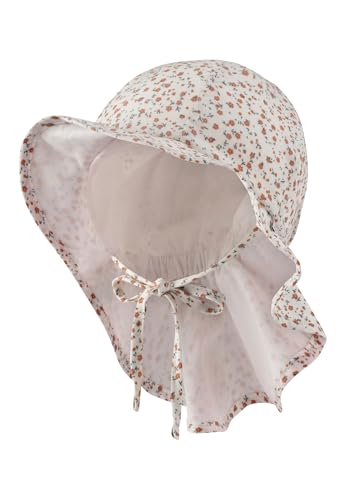 Sterntaler Sonnenhut Millefleurs - Mädchen Sommerhut mit Blümchen Muster - elastisches Gummiband - zum Binden - UV-Schutz 50+ Mütze mit Nackenschutz - Baby Kinder Kopfbedeckung - Ecru,Größe 49 von Sterntaler