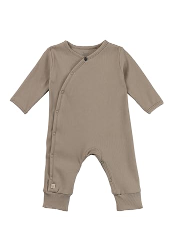 Sterntaler Playsuit Rippjersey - Unisex Baby Einteiler in Wickeloptik - Langarm Overall seitlich und im Schritt zum Knöpfen - Neugeborenen Strampler - Sand, Größe 68 von Sterntaler