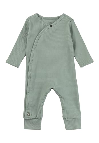 Sterntaler Playsuit Rippjersey - Baby Einteiler Unisex in Wickeloptik - Langarm Overall seitlich und im Schritt zum Knöpfen - Neugeborenen Strampler - steingrün, Größe 62 von Sterntaler