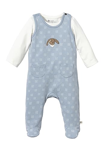 Sterntaler Strampler -Set Jersey Pünktchen Hase Happy für Jungen - Einteiler für Neugeborene aus weichem Baumwollmusselin - Babystrampler mit Punktmuster und Stickereien - graublau, 50 von Sterntaler