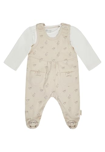 Sterntaler Strampler Set Lilly – 2-teilig – Baby Strampler aus Jersey mit Katzen-Stickerei und Langarmbody – bequemer Mädchen Zweiteiler ab Geburt - Druckknöpfe im Schritt – Natur – Größe 50 von Sterntaler