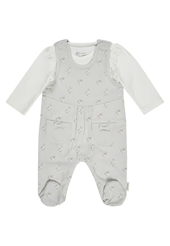 Sterntaler Strampler Set Lilly – 2-teilig – Baby Strampler aus Jersey mit Katzen-Stickerei und Langarmbody – bequemer Mädchen Zweiteiler ab Geburt - Druckknöpfe im Schritt – hellgrau – Größe 62 von Sterntaler