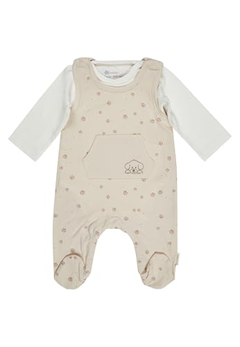 Sterntaler Strampler Set Lucky – 2-teilig – Baby Strampler aus Jersey mit Hund Lucky Stickerei und Langarmbody – bequemer Jungen Zweiteiler ab Geburt - Druckknöpfe im Schritt – Natur – Größe 56 von Sterntaler