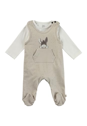 Sterntaler Strampler Set Pünktchen – 2-teilig – Baby Strampler aus Jersey mit Esel Emmi Applikation & Langarmbody – bequemer Unisex Zweiteiler ab Geburt - Druckknöpfe im Schritt – Natur – Größe 56 von Sterntaler