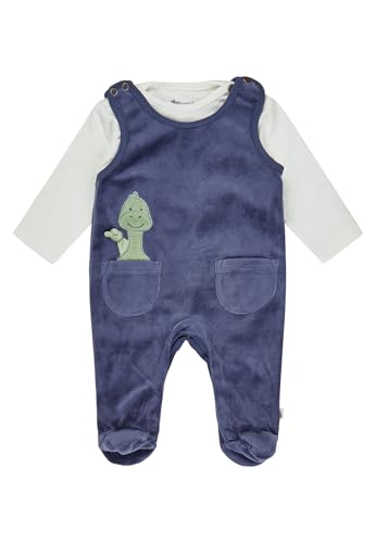 Sterntaler Strampler Set Rexi - Baby Strampler aus Nicki mit Dino Rexi Applikation - Langarm Shirt Jersey - Drucknöpfe im Schritt - bequemer Jungen Zweiteiler ab Geburt - blau, Größe 68 von Sterntaler