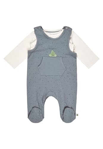 Sterntaler Strampler Set Rexi – 2-teilig – Strampler mit Dino-Applikation & Langarmbody – Baumwolljersey - bequemer Zweiteiler ab Geburt – Jungen – Pünktchenprint – graublau – Größe 62 von Sterntaler