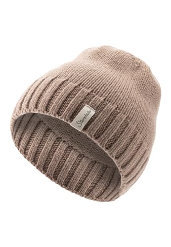 Sterntaler Strickmütze Lambswool - Unisex Beanie mit Abschlußbund in modischem Rippenstrick - Baby Mütze aus weicher Lammwolle - Wintermütze - lichtbraun, 45 von Sterntaler