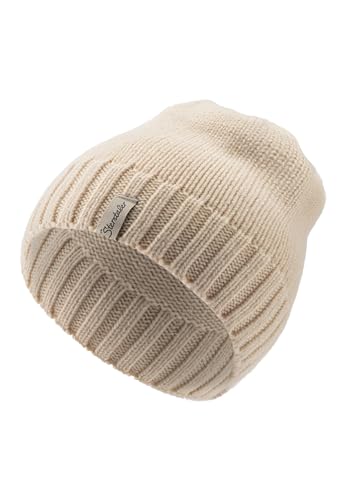 Sterntaler Strickmütze Lambswool - Unisex Beanie mit Abschlußbund in modischem Rippenstrick - Kinder Mütze aus weicher Lammwolle - Wintermütze - Ecru, 55 von Sterntaler