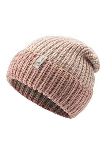 Sterntaler Strickmütze mit Umschlag - Lässige Mädchen Beanie - Winter Mütze Two Tone - Kinder Mütze mit Rippenstrick Muster - zartrosa, 55 von Sterntaler