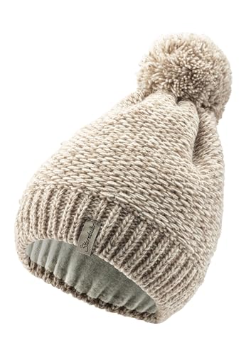 Sterntaler Strickmütze aus Multicolor Garn - Unisex Bommelmütze mit tollem Strickmuster - Kindermütze mit Futter aus wärmendem Microfleece - Wintermütze - beige, 51 von Sterntaler