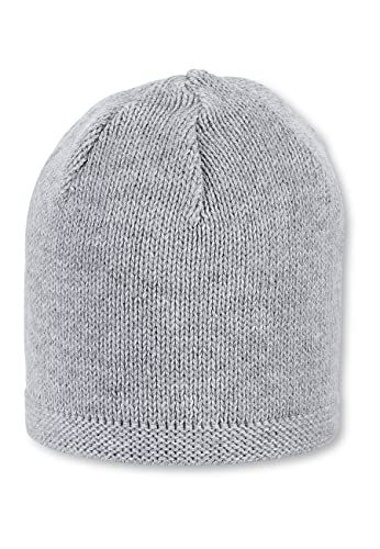 Sterntaler OCS Strickmütze - Klassische Babymütze aus Baumwollgarn (Bio) - Unisex Übergangsmütze ab Geburt - Basic Kopfbedeckung - Beanie Mütze einfarbig - silber melange, Größe 41 von Sterntaler