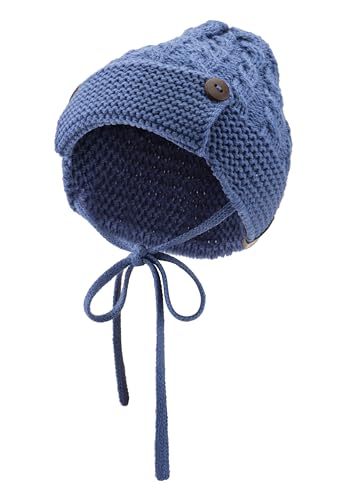 Sterntaler Strickmütze mit Holzknöpfen - Jungen Baby Mütze mit Zopfmuster - Wintermütze mit toller Strickmuster Kombination und Bindeband - Mittelblau, 41 von Sterntaler