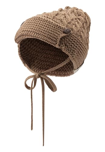 Sterntaler Strickmütze mit Holzknöpfen - Jungen Baby Mütze mit Zopfmuster - Wintermütze mit toller Strickmuster Kombination und Bindeband - braun, 49 von Sterntaler