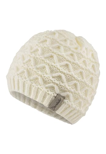 Sterntaler Strickmütze mit Regenbogen Muster - Mädchen Beanie einfarbig, gefüttert mit weichem Baumwollfleece - Baby Wintermütze mit Strickmuster- Ecru, 47 von Sterntaler