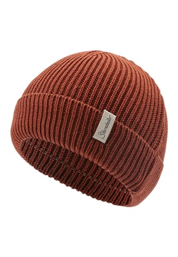Sterntaler Strickmütze mit Umschlag - Klassische Unisex Beanie aus Baumwollmischgewebe - Winter Babymütze mit Rippstrickmuster - lehmbraun, 49 von Sterntaler