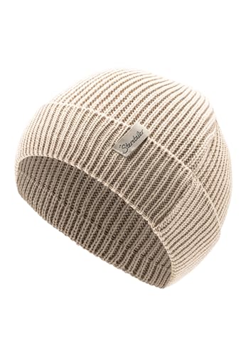 Sterntaler Strickmütze mit Umschlag - Unisex Beanie im coolen Fisherman Style - Weiche Kinder Wintermütze - Sand, 51 von Sterntaler