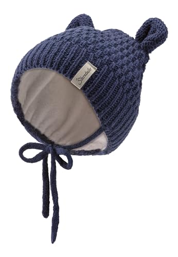 Sterntaler Strickmütze mit kleinen, angesetzten Öhrchen - Unisex Baby Beanie mit Futter aus Baumwollfleece - Wintermütze mit tollem Strickmuster und Bindeband- Marine, 39 von Sterntaler
