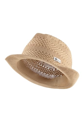 Sterntaler Strohhut Soft - Modischer Hut mit Kunstleder Logo Patch - Mädchen Sonnenhut - Baby und Kinder Kopfbedeckung - Strandkappe - Natur, Größe 57 von Sterntaler