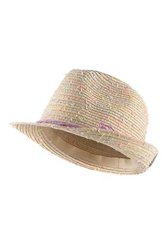 Sterntaler Strohhut bunt - Sommer Hut mit Buntem Satinband und Schleife - UV-Schutz 50+ Sonnenhut - Mädchen Hut - Baby und Kinder Sommer Kopfbedeckung - Sand, Größe 57 von Sterntaler