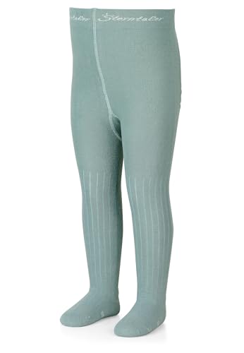 Sterntaler Strumpfhose Rippenmuster - Kinderstrumpfhosen mit Muster - Unisex Strumpfhose mit elastischem Bund für bequemen Halt - Komfortable Strumpfhose vielseitig zu kombinieren - steingrün, 62 von Sterntaler