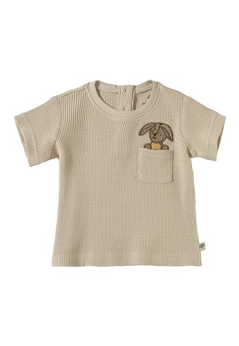 Sterntaler T -Shirt Waffelpique Hase Happy - Weiches Unisex Baby T -Shirt aus hochwertigem Waffelpique mit Brusttasche - T -shirt mit Applikation Hase Happy - beige, 56 von Sterntaler