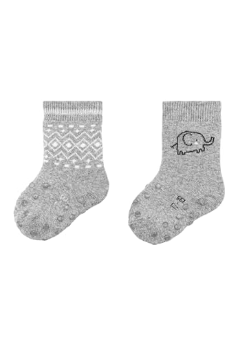 Sterntaler Unisex ABS Krabbelsocken DP Elefant, hellgrau Melange, 22 von Sterntaler