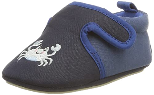 Sterntaler Unisex-Baby-Krabbelschuhe, Rutschfeste Sohle, Klettverschluss, Krabben-Motiv, Farbe: Marine, Größe: 23/24 von Sterntaler