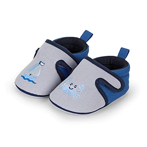 Sterntaler Unisex-Baby-Krabbelschuhe, Rutschfeste Sohle, Klettverschluss, Krabben-Motiv, Farbe: Rauchgrau, Größe: 21/22, von Sterntaler