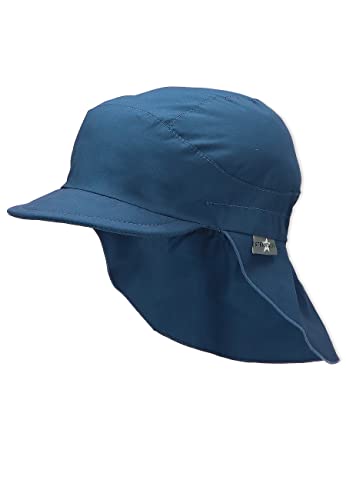 Sterntaler Schirmmütze Nacken Basic - Unisex Baby- und Kinder Mütze mit Nackenschutz - UV-Schutz 50+ Hut aus Popeline (Bio) - leichte Sommer Kopfbedeckung mit Gummiband - blau, Größe 49 von Sterntaler