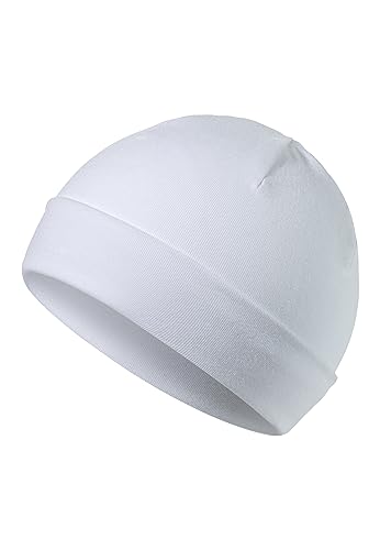 Sterntaler OCS Beanie – Lässige Slouch Beanie Mütze aus Singlejersey (Bio) – Unisex Kopfbedeckung – tragbar mit oder ohne Umschlag – Baby und Kinder Übergangsmütze – weiß, Gr. 43 von Sterntaler