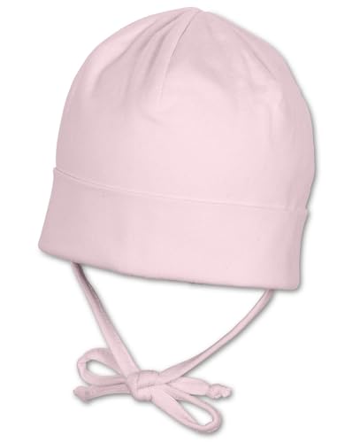 Sterntaler OCS Beanie uni - Baby Beanie Mütze aus Singlejersey (Bio) - Mädchen Kopfbedeckung mit Umschlag und Ohrenklappen - Baby und Kinder Übergangsmütze zum Binden - ab Geburt, rosa, Größe 39 von Sterntaler