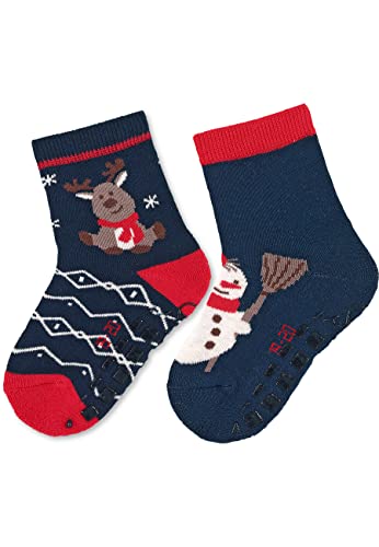 Sterntaler Unisex Kinder Fliesen Socken Baby Abs-söckchen Doppelpack Weihnachten, Marine, 18 von Sterntaler
