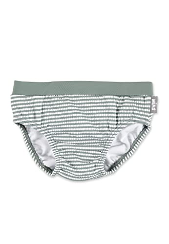 Sterntaler Badehose Hai – UV-Schutz 50+ Schwimmhose Jungen – Badehose mit Hai-Druck & Seersuckeroptik – Windeleinsatz bis Größe 86/92 & Kordelzug – mattgrün, Größe 92 von Sterntaler